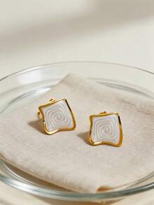 OBOVAY 2pcs/Set Pendientes de Acero Inoxidable Blanco de Moda, Estilo Vintage de Estrella & Flor, Pendientes Elegantes Adecuados para Uso Diario, Vacaciones y Fiestas, Regalo Perfecto para el Día de la Madre, Pascua o Vacaciones en la Playa - Blanco - Ver 10