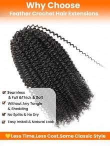 50G 1 Gói Tóc Bện Boho Xoăn Móc Tóc Người Không Thắt Nút Tách Sẵn Tóc Móc Lông Vũ Xoăn Tóc Người Vô Hình 12A Nhẹ Mịn Tóc Nối Thắt Nút Kỳ Diệu Màu Đen Tự Nhiên - Natural Black - Xem 3