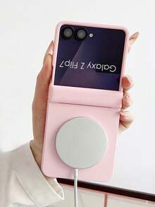 1个时尚简约亲肤磁吸折叠手机壳，可保护手机并防止跌落：适用于三星 Galaxy Zflip 3/Zflip 4/Zflip 5/Zflip 6/Zflip 7/ Razr 50 Ultra/ Razr 60 Ultra/ Razr 60/ Razr 50/Galaxy Z Flip7 FE - 粉色 - 查看 3