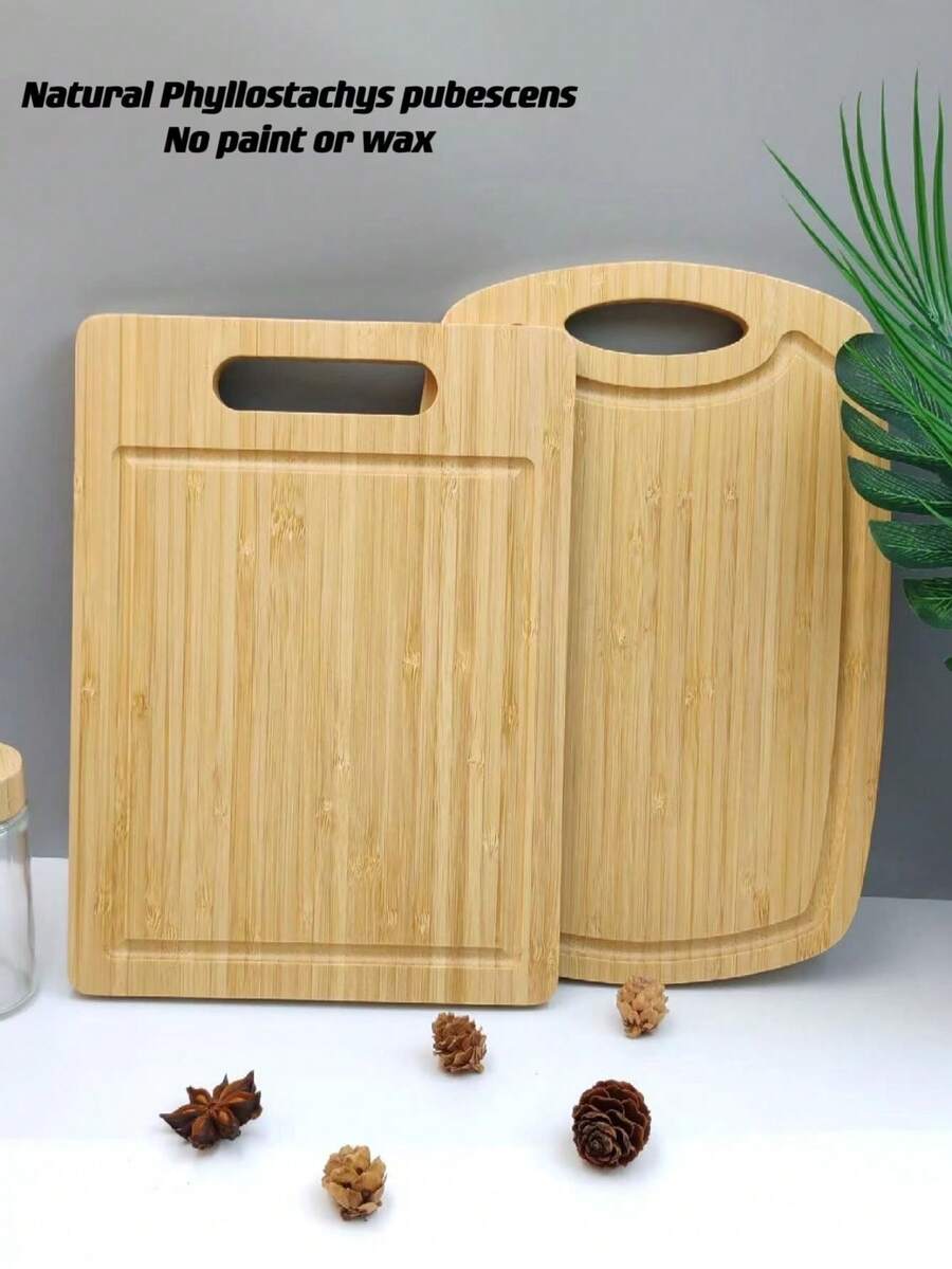 1 pièce Planche à découper en bambou - Planche à découper en bambou avec rainure d'écoulement, pour la viande, les légumes, l'extérieur, la cuisine, matériau en bambou naturel, accessoires de cuisine, le camping, les cadeaux de mariage, les cadeaux de Noël, les cadeaux pour les enseignants - Nude - Voir 1