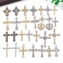 30 piezas de colgantes de cruz de aleación con incrustaciones de rhinestone. Un accesorio DIY popular ideal para crear pulseras, collares, aretes y diversas manualidades hechas a mano. - Multicolor - Ver 11