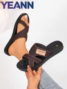 Sandalias planas de verano para mujer, de vacaciones, nuevas, ligeras, con múltiples correas, cómodas y versátiles. Disponibles en negro, marrón y rojo, tallas del 36 al 42 - Marrón - Ver 1