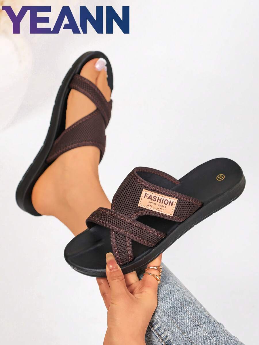 Sandalias planas de verano para mujer, de vacaciones, nuevas, ligeras, con múltiples correas, cómodas y versátiles. Disponibles en negro, marrón y rojo, tallas del 36 al 42 - Marrón - Ver 1