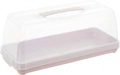 Caja nórdica para pasteles de mármol rosa con asa de transporte, dimensiones 36 x 15 x 15 cm.