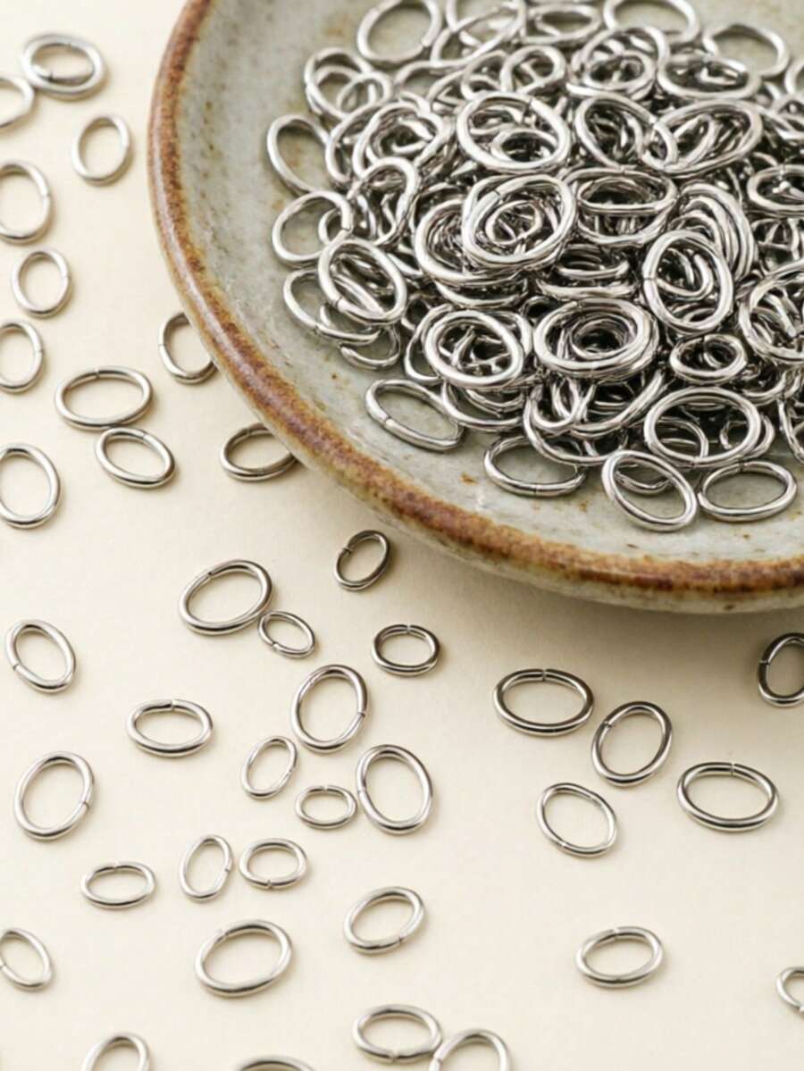 400个椭圆形闭合开口圈首饰制作套装，DIY项链、手链、耳环串珠材料