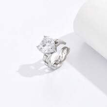 Anting Jepit Telinga Minimalis Bentuk Hati dengan Hiasan Zirkonia Mikro, Desain Unik, Anting Elegan dan Halus untuk Cuping Telinga Tanpa Tindik, Cocok untuk Pemakaian Sehari-hari, Festival, Pesta, dan Hadiah Liburan yang Istimewa - Putih - View 3
