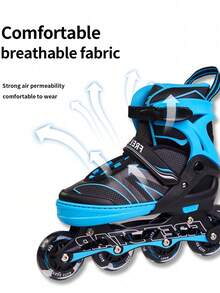 FREE STAR Adjustable Size Inline Skates, High Elastic PU Wheels, Fashionable And Cool, Comfortable For Beginners And Training, Suitable For Outdoor Sports, Unisex For All Seasons - Blue - View 6