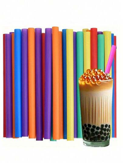 10/50/100pcs Colorful Pearl Straws,Extra Wide Smoothie Straws, Reusable PP Material, Extra Wide Smoothie Straws | Suitable For Bubble Tea, Popping Boba, Milkshakes, And Wide Mouth Drinks