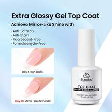 Beetles Top Coat Base Gel & Nail Glue Set-2Pcs No Wipe Top Coat Gel Nail Polish & Base Coat With 9 In 1 Nail Glue Shine Effect Long Lasting Soak Off Uv Light Lamp Diy Nail Gifts For Women & Girls - 2PCS 15ML Clear Builder Gel and Glossy Top Coat - 查看 3