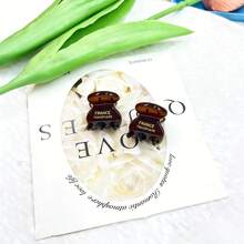 2pcs Mini Acetate Hair Clips With Marble And Leopard Print Pattern, Fashionable Minimalist Cute Hair Accessories Barrettes For Women, Suitable For Autumn And Summer Vacation Outfits Summer Beach Claw Clips Vacay Hair Claws - Multicolor - View 16
