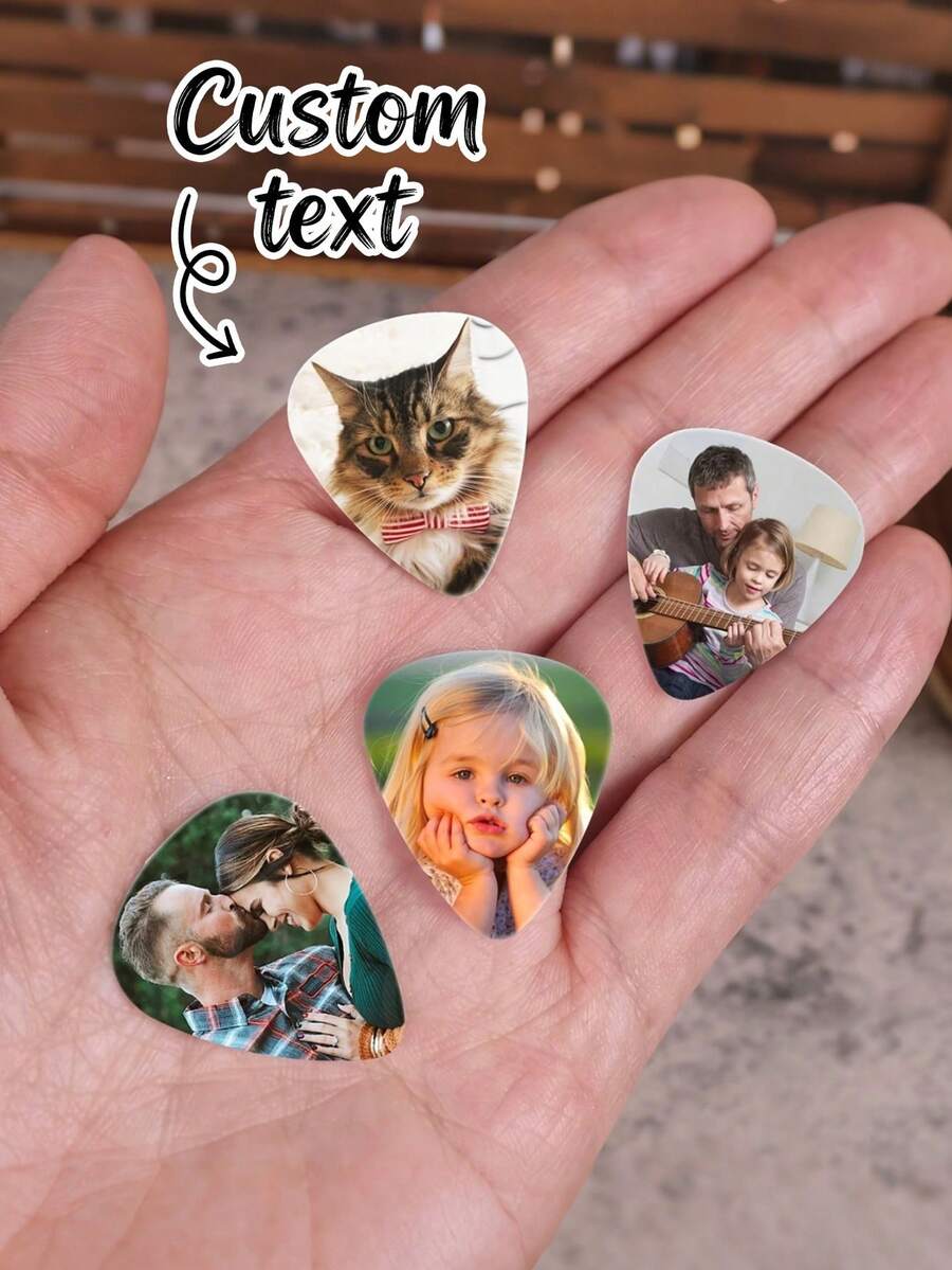 Custom Photo Guitar Pick, Custom Text Guitar Pick, Personalized Bass Guitar Accessories, Guitar Pick, Musician Gift, Guitar Pick Gift, Mother's Day Gift, Father's Day Gift - Multicolor - View 1