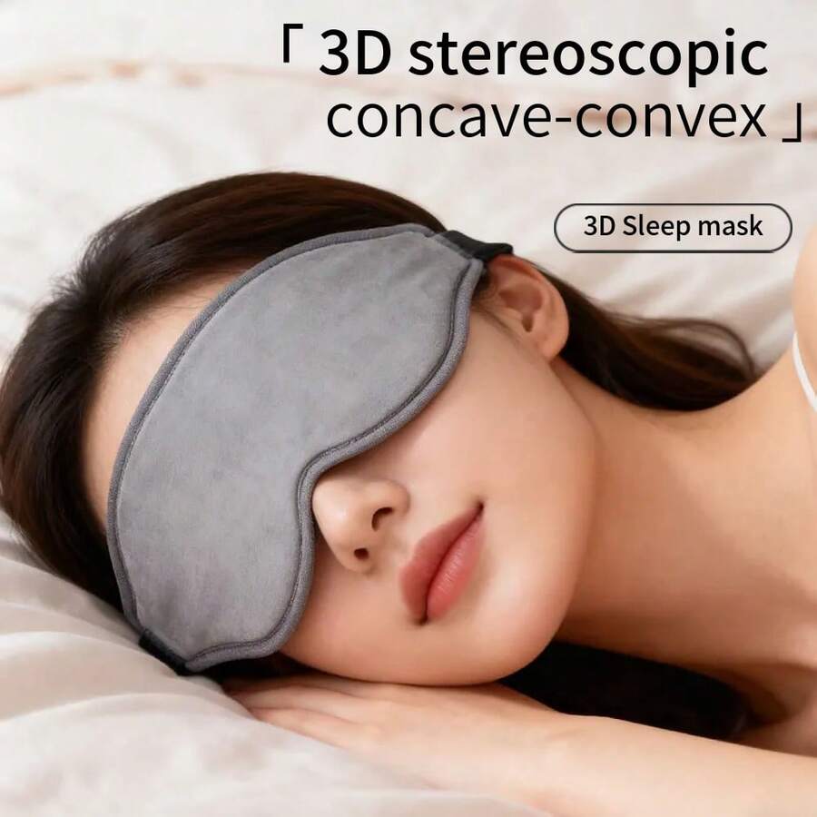 New Plush 3D Eye Mask, Breathable Light-Blocking, Relieve Eye Fatigue, Sleep Aid, Adjustable & Comfortable, Portable
