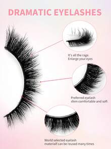 ENCHUW 14 Cặp Mi Giả Dày Dày, Ấn Tượng, Dày Vạm, Mi Giả Xắn, Mi Giả Uốn Cong, Mi Giả Lông Chồn - màu đen - Xem 3