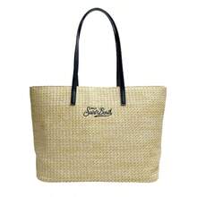 MC2 St. Barts – St. Barts Embroidered Straw Handbag, Tote Bag With Leather Handles – Stylish Beach Bag For Women (48*28*16cm) - 黑色 - 查看 6