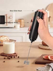 1pc Battery Operated Handheld Milk Frother, Stainless Steel Milk Whisk Suitable For Milk, Latte, Coffee, Hot Chocolate And Cappuccino - Multicolor - View 6