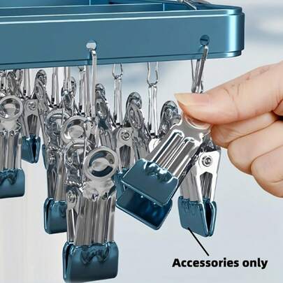 不锈钢夹子套装 - 专为固定袜子和毛巾而设计 - 包括多用途防风夹子，适用于各种用途，例如便携式塑料晾衣架和多功能内衣晾衣架；是任何衣橱的理想补充。