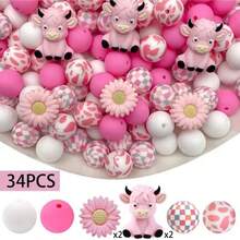 25/34/43/52pcs 3D Pig, Cow, Duck Silicone Bead Set - Cute Animal Shaped Beads - Suitable For DIY Keychain, Necklace, Bracelet, Pen Decoration, Jewelry And Pendant Crafts - Great For Holiday And Birthday Gifts - Pigs, Cows, and Ducks - View 19