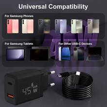 45W USB-C 充电器，USB-C PD+QC 双端口快充适配器，兼容 17/16/15 Pro Max、Galaxy S25 Ultra/S24/S23/S22 - 查看 6