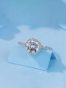 Nhẫn Moissanite bạc S925, quà cầu hôn, kỷ niệm, quà Valentine cho người yêu, thiết kế tối giản, đa năng, phù hợp đeo hàng ngày. - trắng - Xem 4