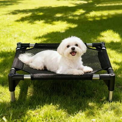 高架透气狗床，适用于狗、猫、宠物，室内外均可使用，大型狗床，可拆卸耐用宠物垫