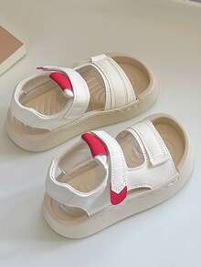 1双儿童魔术贴凉鞋，新款夏季软底防滑幼儿休闲运动鞋，多功能沙滩鞋 - 米色 - 查看 4