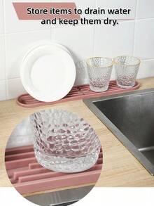 1pc Foldable Thick Silicone Heat Resistant Mat, Non-Slip Drainage Mat, Kitchen Silicone Countertop Pad, Tabletop Placemat - Multicolor - View 5