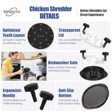 Chicken Shredder Tool Twist: 2026 Pro Food-Grade Visible Meat Shredder with Strong Anti-Slip Base Ergonomic Handle Chicken Breast Shredder Suitable for Pork Beef Chicken - Black - Negro - Ver 4