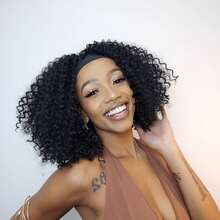 Peruca Cacheada LINDEZA 45cm Half Wig Curta Ondulada Natural Fibra Premium Volume Realista Faixa de Cabelo Fácil Aplicação Resistente ao Calor Visual Elegante + Wig Cap Grátis - S1 - Visão 1