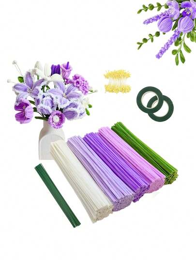 533件/323件管材清洁刷套装，花形带柄管材清洁刷，多色管材清洁刷，工艺用品，适用于DIY艺术项目、创意礼品、自制工艺品、毕业花束、母亲节礼物和婚礼装饰