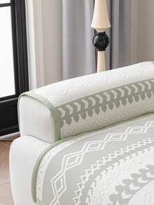 1pc 4-Season Breathable Ice Silk Sofa Cushion Cover, Modern Minimalist Anti-Slip Washable Sofa Slipcover, Soft & Durable Furniture Protector, Suitable For Bedroom, Office, Living Room, L-Shaped Sofa & 1-4 Seater Sofa - 綠色 - 查看 8
