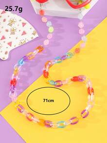 1pc Girls' Colorful Plastic Chain Eyeglass Strap, Suitable For Daily Decoration, Glasses Not Included - Multicolor - View 2