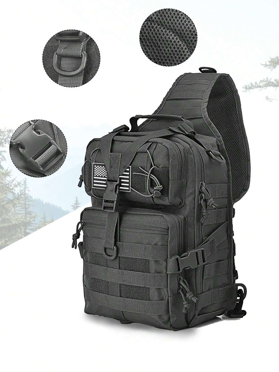 Extra Large Capacity Shoulder Chest Bag With Fixed Strap Buckle, MOLLE Webbing System For Attaching Accessories, Wide & Breathable Mesh Shoulder Strap - Multicolor - View 1