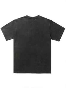 Camiseta de hombre de 8.11 oz de peso, 100% lavable, corte holgado, estampado vintage, talla grande. - Negro - Ver 3
