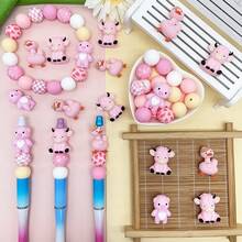 25/34/43/52pcs 3D Pig, Cow, Duck Silicone Bead Set - Cute Animal Shaped Beads - Suitable For DIY Keychain, Necklace, Bracelet, Pen Decoration, Jewelry And Pendant Crafts - Great For Holiday And Birthday Gifts - Pigs, Cows, and Ducks - View 4