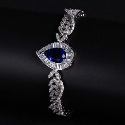 1 pieza Pulsera de moda para mujer de 19 cm, tono plateado, elegante y clásica, con cadena extensible y desmontable, ajustable, incrustada con circonita cúbica sintética brillante, principalmente de material de cobre, adecuada para accesorios diarios y de fiesta, regalo perfecto para el Día de San Valentín