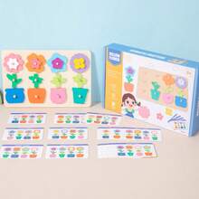 Children's Flower Matching Puzzle Board, Color Identification Training Toy For Boys And Girls, Wooden Educational Toy For Cognitive Development - Multicolor - View 10
