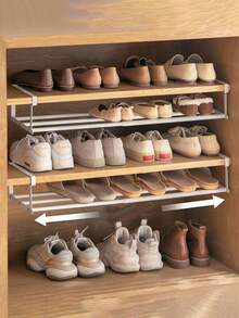 1 pieza Estantería telescópica para zapatos - Organizador de almacenamiento de metal ahorra espacio con estantes ajustables, con un diseño clásico adecuado tanto para el hogar como para la oficina. No requiere montaje. Organizador de almacenamiento de zapatos, Armario para zapatos - Multicolor - Ver 10