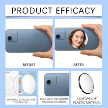 Espelho magnético para selfies, portátil e prático para viagens, com espelho convexo refletor auxiliar para fotografia com o celular. - Preto 1 peça - Ver 8