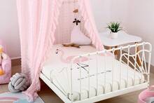 Baby Bed Canopy – Hanging Mosquito Net, Play Tent, Kids' Room Decor – Fabric Bed Accessory With Lace Trim (60 X 240 Cm) - Baby Pink - View 4