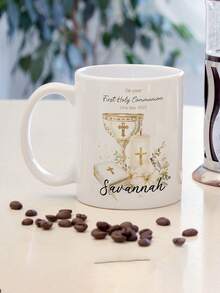 Customized Personalized Text Religious Communion Mug, White Ceramic Communion Coffee Cup, Religious Theme, Unisex Unique Gift, Thanksgiving Gift, Holiday Gift, Religious Theme Mug - Multicolor - View 3