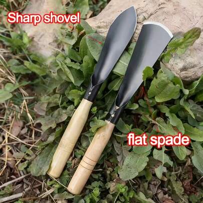 2/1件装耐用金属手铲，平头和尖头两种款式，适用于园艺、除草、挖掘、移栽和种植——便捷的园艺工具