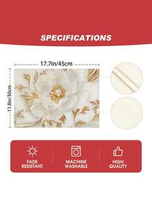 4pcs Elegant Floral Design Placemats, Polyester Rectangle Washable Table Mats, Suitable For Kitchen And Dining Room - Multicolor - View 6