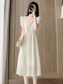 Women Midi Dresses - White - View 9