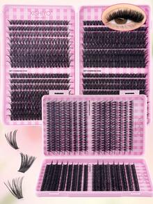 640pcs D-Curl Synthetic Eyelash Set, Includes 30D+40D+50D+60D/50D+60D+80D+100D/- Handmade, High-Quality D-Curl Synthetic Eyelashes, Natural Curl, Customizable Eyelash Set - Reusable, Lightweight And Easy To Use, Eyelash Extension, Natural Lashes, Large Eyelash Extension, Eyelash Set - View 4