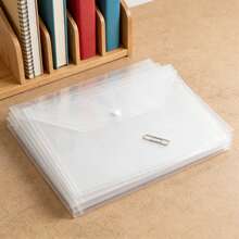 10pcs/20pcs A4 Size File Folders (With Snap Closure) - Durable PP Material Transparent Document Sleeves, Suitable For Office And Study Organization, Stationery, Document, Invoice, Exam Paper Storage - A4 Document Bag - View 3