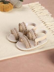 1 par de sandalias minimalistas de encaje hueco para bebé, versátiles para el verano - Albaricoque - Ver 2