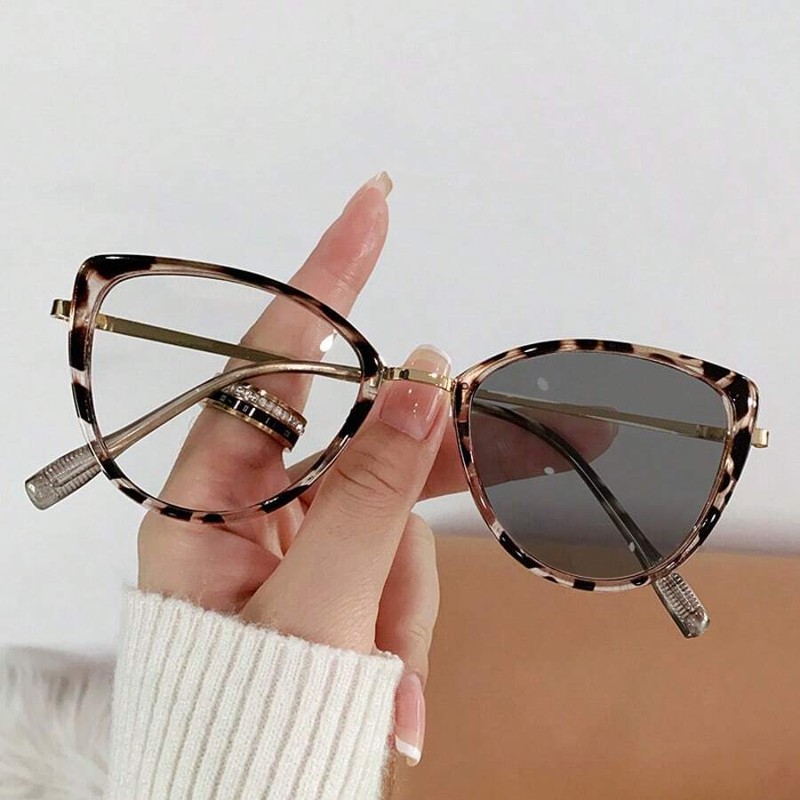 Kính mắt mèo gọng kim loại tối giản, tròng kính đổi màu, kiểu dáng casual, thích hợp cho du lịch và trang trí, dành cho nữ. - Nhiều màu - Xem 1