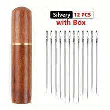 Bộ 12 kim khâu tay có lỗ bên hông, dễ xỏ chỉ, nhiều kích cỡ, phù hợp cho người cao tuổi dùng làm dụng cụ thêu, kim khâu, đồ thủ công tự làm, kim khâu, đồ thêu, thanh lịch. - Cây kim - Xem 13