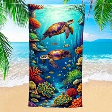 1 khăn tắm biển chủ đề thế giới dưới nước, chất liệu microfiber siêu mềm, cỡ lớn, thấm hút cực tốt, thích hợp cho du lịch, hồ bơi, lặn biển, lướt sóng, yoga, cắm trại. Có nhiều kích cỡ khác nhau, phụ kiện bãi biển cho bãi biển, hồ bơi, du lịch, cắm trại, yoga. - Thế giới dưới nước - Xem 2
