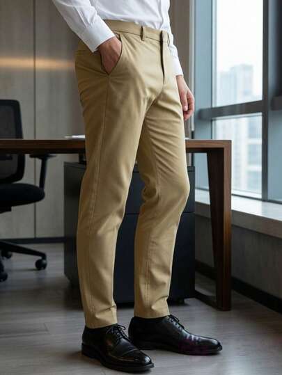 1 chiếc quần tây công sở nam kiểu cổ điển, chất liệu nhẹ, thời trang tối giản, thích hợp cho nam giới, mùa xuân/hè.